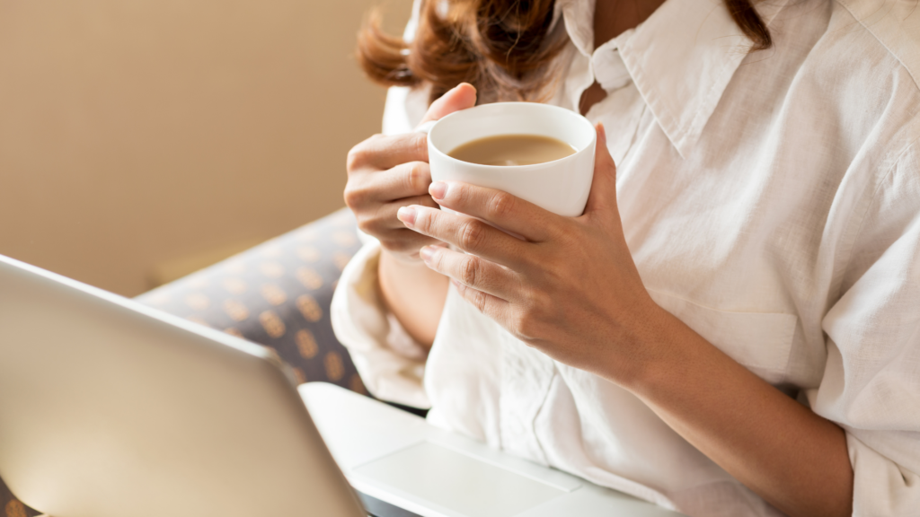 woman drinking coffee